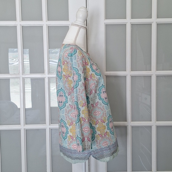 Talbots Moroccan Medallion Split Neck Tunic - Picture 3 of 14